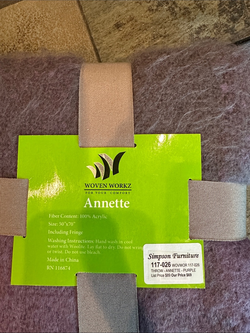 Woven Workz Purple Fuzzy Cozy Throw Blanket 50x70 Fringe NWT - Picture 3 of 5